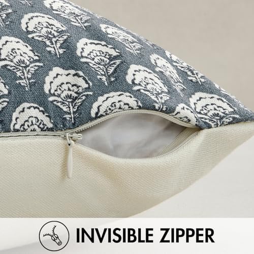 MIULEE Floral Print Decorative Pillow Covers 20x20, Dusty Blue - Image 6
