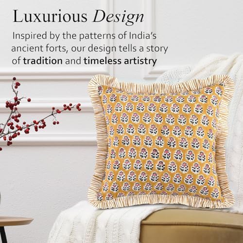CPC Yellow Citrine Ruffle Throw Pillow Covers - Image 4