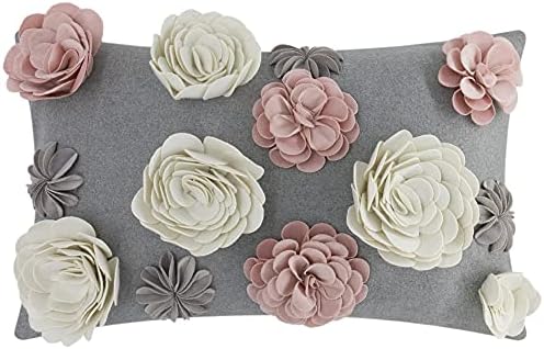 KINGROSE 3D Flower Throw Pillow Cover, 12 x 20 Inch by KINGROSE