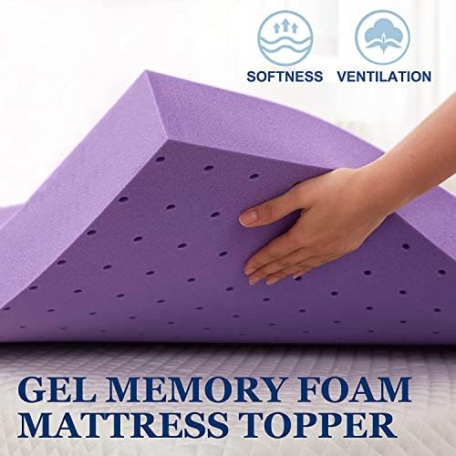 SINWEEK 1.5 Inch Gel Memory Foam Mattress Topper Ventilated Soft Pressure - Image 2