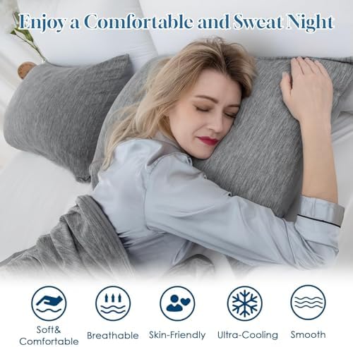 CHOSHOME Body Pillow Cover, Cooling Pillow Cases Zipper Long Pillow Case - Image 4