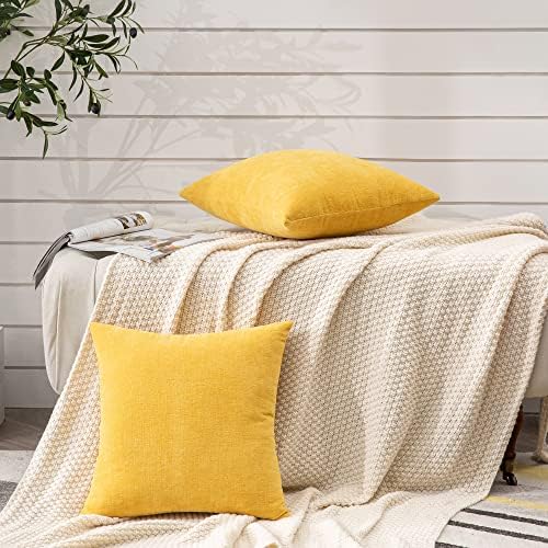 Decorative Square Throw Pillow Covers 20x20 Inch set of 2, Super Soft Chenille - Image 5