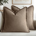 MIULEE Linen Decorative Fall Euro Throw Pillow Covers Cocoa Brown 26x26 by MIULEE