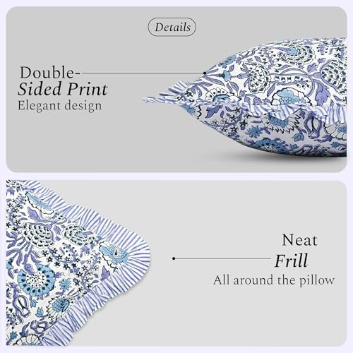 CPC Indigo Blue Ruffle Throw Pillow Covers - Image 2