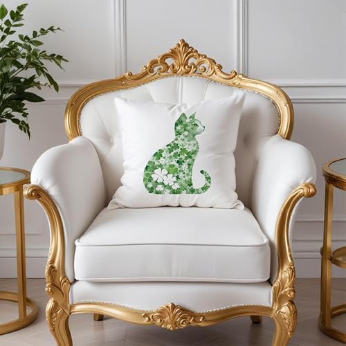 St Patrick's Day Cat Pillow Covers, Four Leaf Clover, Lucky Shamrock, St - Image 2