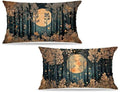 Vintage William Morris Inspired Gold Forest Moon Pillow Covers 20x12 Set of 2 by Unknown