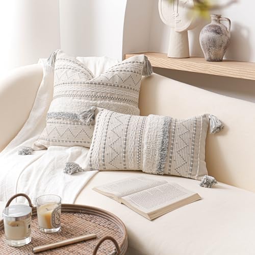 BlissBlush 12x20 Lumbar Pillow Cover, Cream Neutral Rectangular Decorative - Image 7