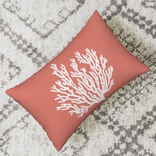 Coastal Pillow Covers 12x20 Set of 2 Orange Coral Starfish Throw Pillows - Image 6
