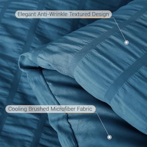 MUXHOMO 7 Pieces California King Comforter Set, Seersucker Bed in a Bag Cal - Image 6