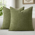 a moment Olive Green Chenille Throw Pillow Covers 18x18 Inch Pack of 2 Modern by amoment