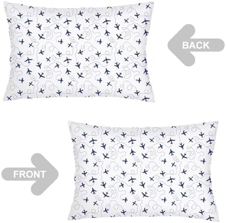 Air Plane Throw Pillow Cases Queen Size Set of 2 Sky Blue White Pillow Cover - Image 4