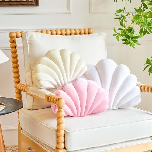 Lfsaaj Pink Seashell Throw Pillows, Shell Shaped Throw Pillows, 13 Inch Soft - Image 3