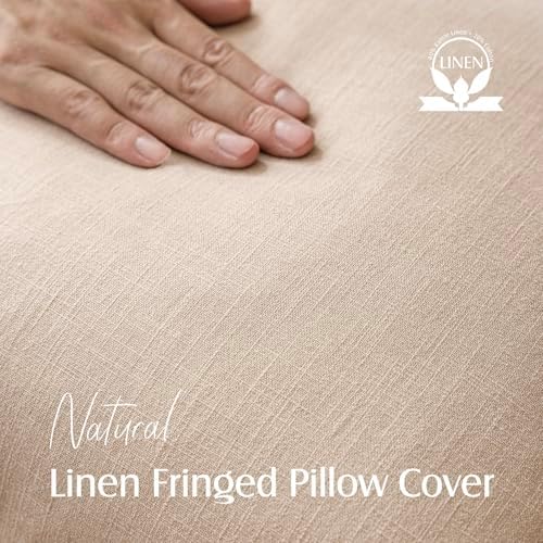 Foindtower Boho Linen Fringe Lumbar Throw Pillow Covers 12×24 Tan Beige - Image 2