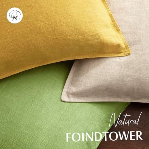 Foindtower Linen Solid Decorative Throw Pillow Covers 20x20 Ginger Yellow - Image 4