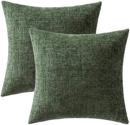 MIULEE Couch Pillow Covers Textured Chenille Home Decor 18x18 Olive Green - Image 7