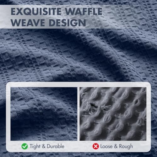 Decorative Waffle Lumbar Pillow Cover 14x36 in Navy Blue No Instert - Image 5