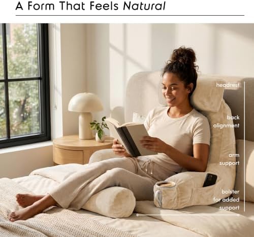 Nestl Reading Pillow with Shredded Memory Foam Includes 2 Neck and Lumber - Image 2