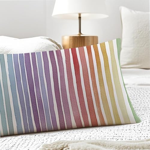 Boho Colorful Striped 20x54 Body Pillow Cover, Minimalist Boho Watercolor - Image 5
