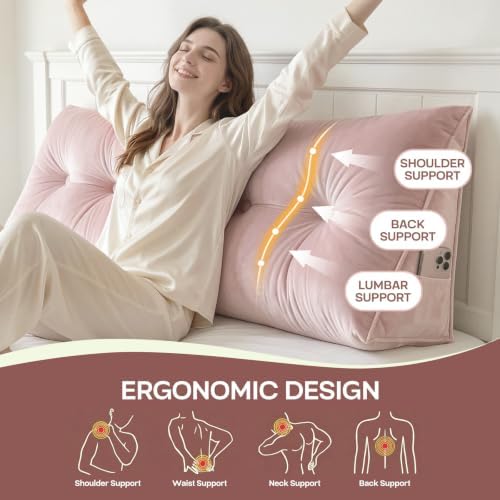 Wedge Headboard Pillow for Back Support, Removable Cover - Image 2