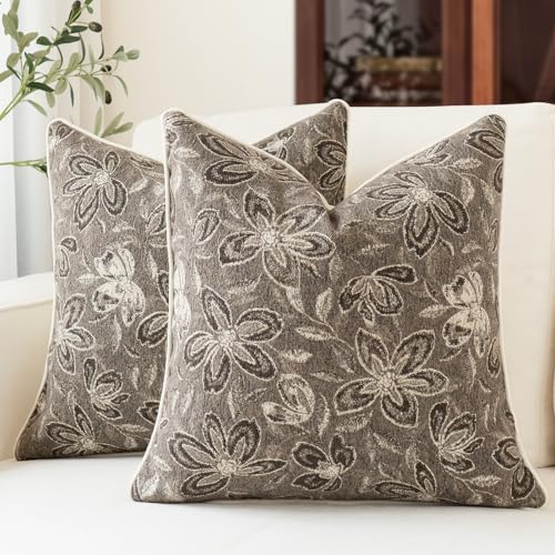 MATTINS Vintage Floral Patterned Throw Pillow Covers 24x24 by MATTINS