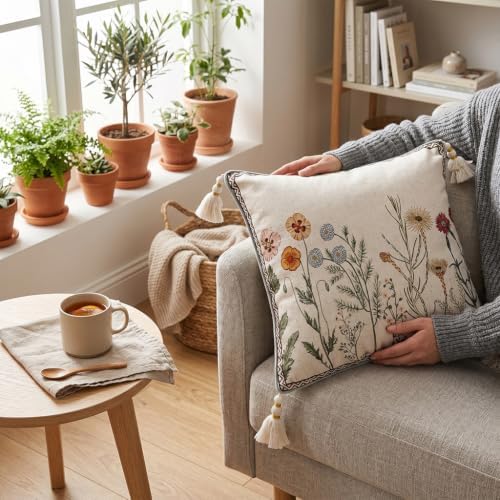 ISAENNE Designer Linen Throw Pillow Cover - Image 4