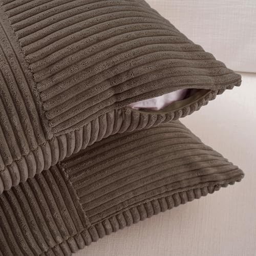 Fancy Homi 2 Packs Dark Brown Decorative Throw Pillow Covers 12x12 Inch - Image 4