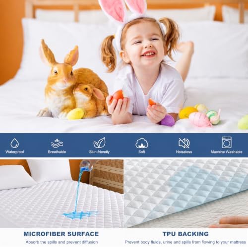 GRT Split King Mattress Protector Waterproof, Hollow Cotton Mattress Pad - Image 3