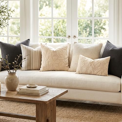 BlissBlush Decorative Throw Pillow Cover 20x20, Floral Tufted Square Pillowcase - Image 3