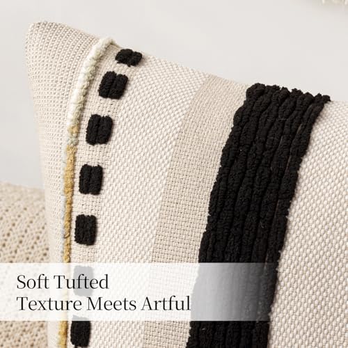 ANRODUO Boho Decorative Pillow Covers 18x18 Inch Black Stripe Pack of 2 - Image 6