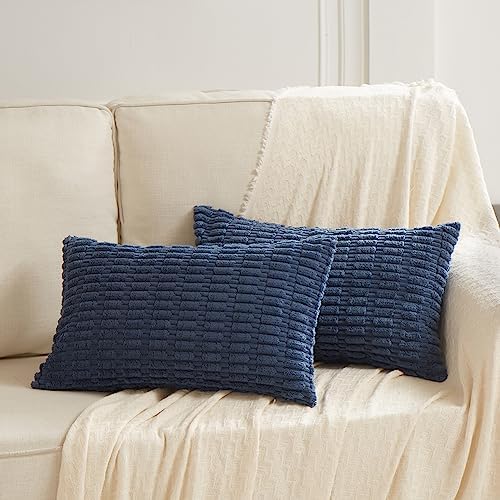 Fancy Homi Dusty Blue Lumbar Decorative Throw Pillow Covers 12x24 Inch - Image 2