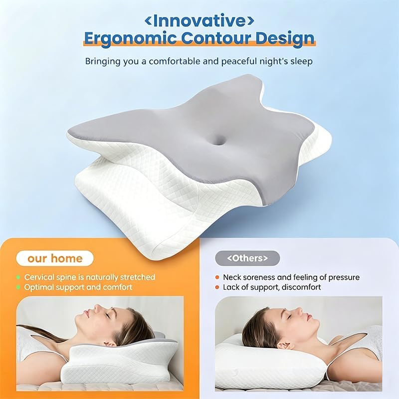 Cooling Neck Support Pillow, Adjustable Cervical Memory Foam - Image 2