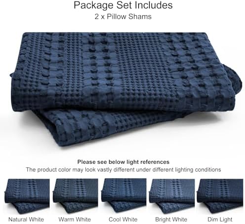 PHF Cotton Waffle Pillow Shams King Size 20"x36", No Insert - Image 5