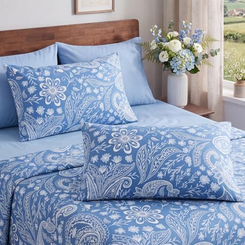 Bedorm King Size Pillow Cases Set of 2 Paisley Floral Pillow Covers Soft & - Image 4
