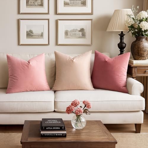 MIULEE Velvet Throw Pillow Covers 20x20 Inch Pack of 2 Dusty Pink - Image 2