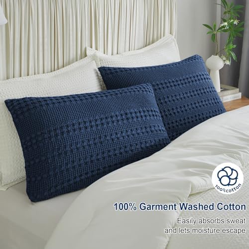 PHF Cotton Waffle Pillow Shams King Size 20"x36", No Insert - Image 2