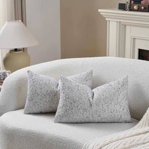 DEZENE 12x20 Blue Lumbar Pillow Cover Textured Boucle Striped Chic Morden Boho - Image 5