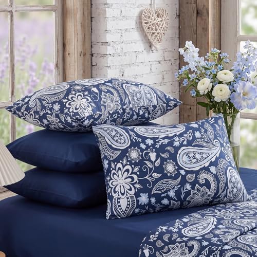 Bedorm Cotton Pillow Cases Standard Size Set of 2 Paisley Floral Pillow Covers by Bedorm