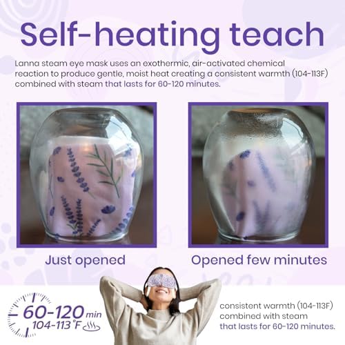 LANNA Heated Steam Eye Mask, Disposable 120 Minutes, Lavender Scent - Image 6