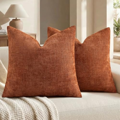 decorUhome Chenille Decorative Throw Pillow Covers 18x18 Set of 2 by decorUhome