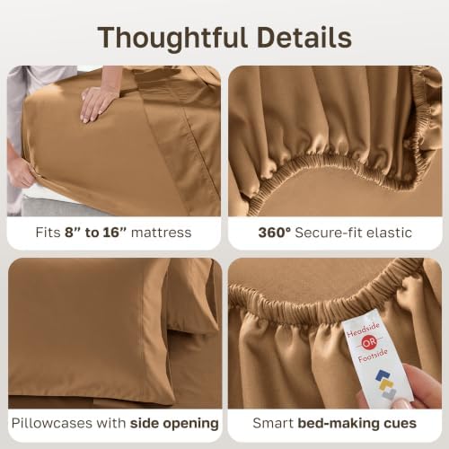 California Design Den Luxury 600 Thread Count Cotton Bed Sheets King - Image 4