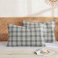 Merryword 100% Cotton Pillow Cases, Queen Size, Mist Gray Plaid Pillowcases by Merryword