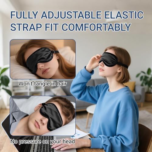 2 Pack Sleep Mask 100% Pure Mulberry Silk Eye Masks - Image 3