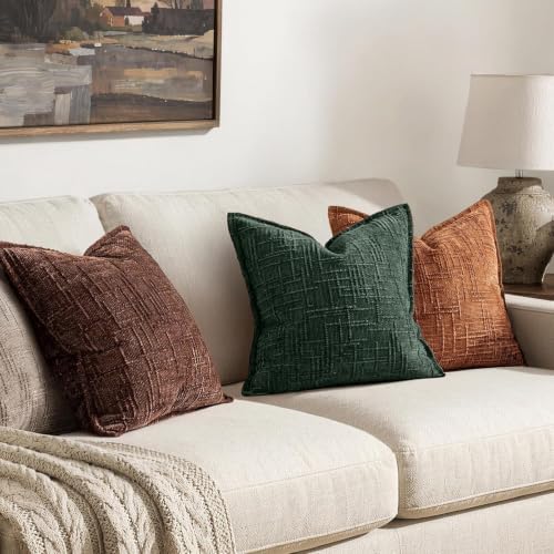 MIULEE Slubby Textured Decorative Throw Pillow Covers Dark Green 18x18 - Image 4