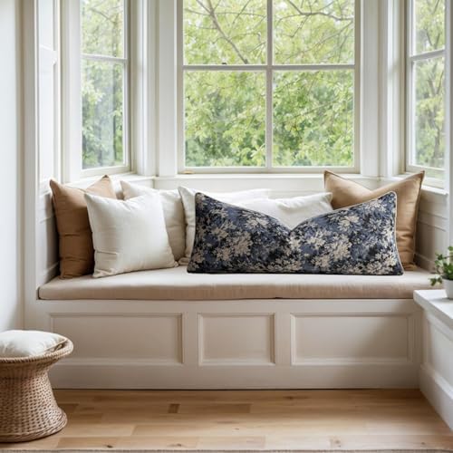 DEZENE Pack of 1 Vintage Floral Lumbar Pillow Covers 14x36 Boho Farmhouse - Image 5