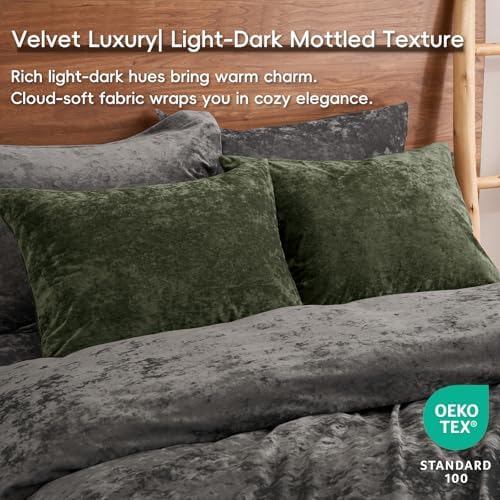 PHF Truly Velvet Pillowcases King Size 20" x 36", Smokey Olive, No Insert - Image 2