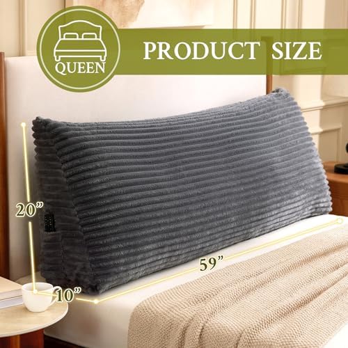 Headboard Pillow Queen, Headboard Wedge Pillow, Dark Grey - Image 2