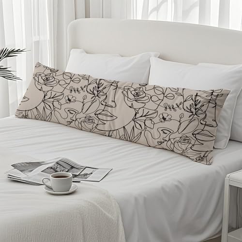 Modern Abstract Women Faces 20x54 Body Pillow Cover, Modern Boho Room Decor - Image 4