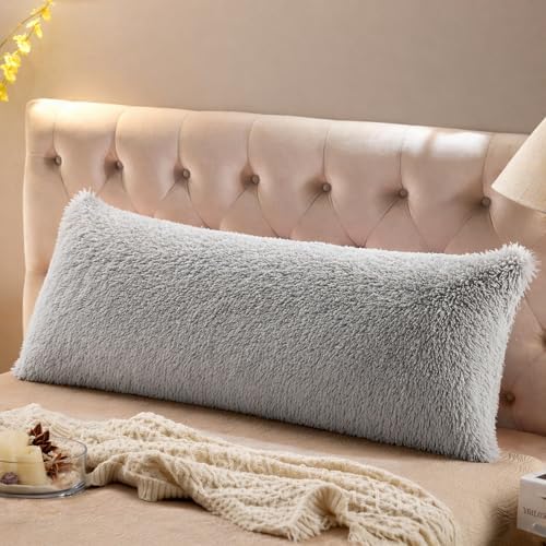 REAFORT Long Hair Faux Fur Body Pillow Cover 21"x54", Hidden Zipper by Reafort