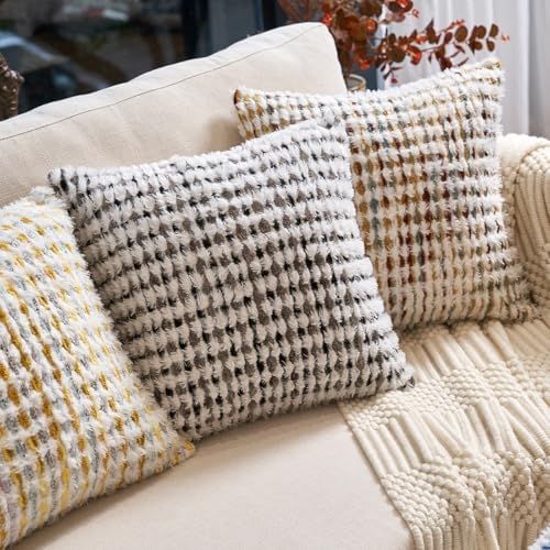 Aeckself Boho Chenille Tufted Pillow Cover 18x18 Inch, Decorative Square Throw - Image 2
