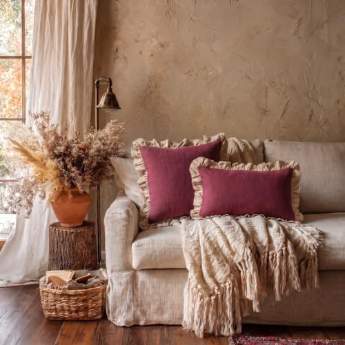 patdrea Vintage Red Linen Throw Pillow Covers - Image 7